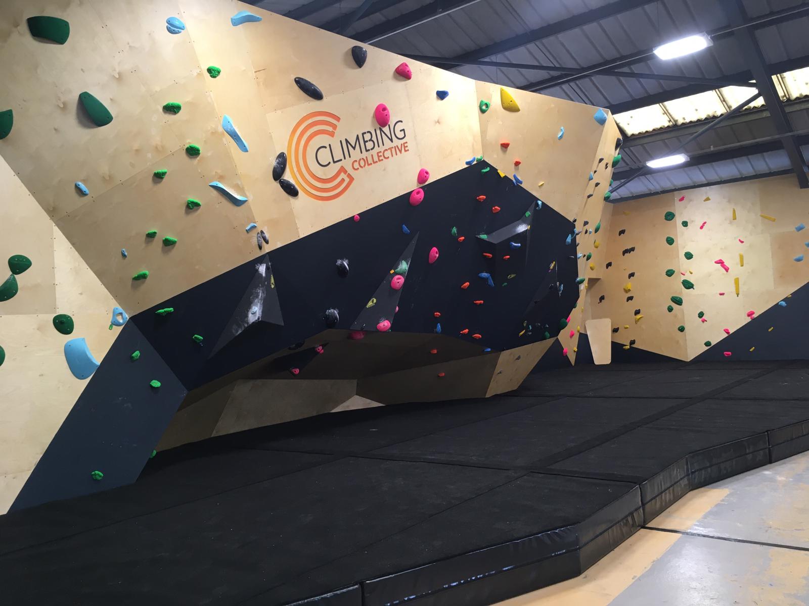 Finished cave section of bouldering wall. Two toned finish.